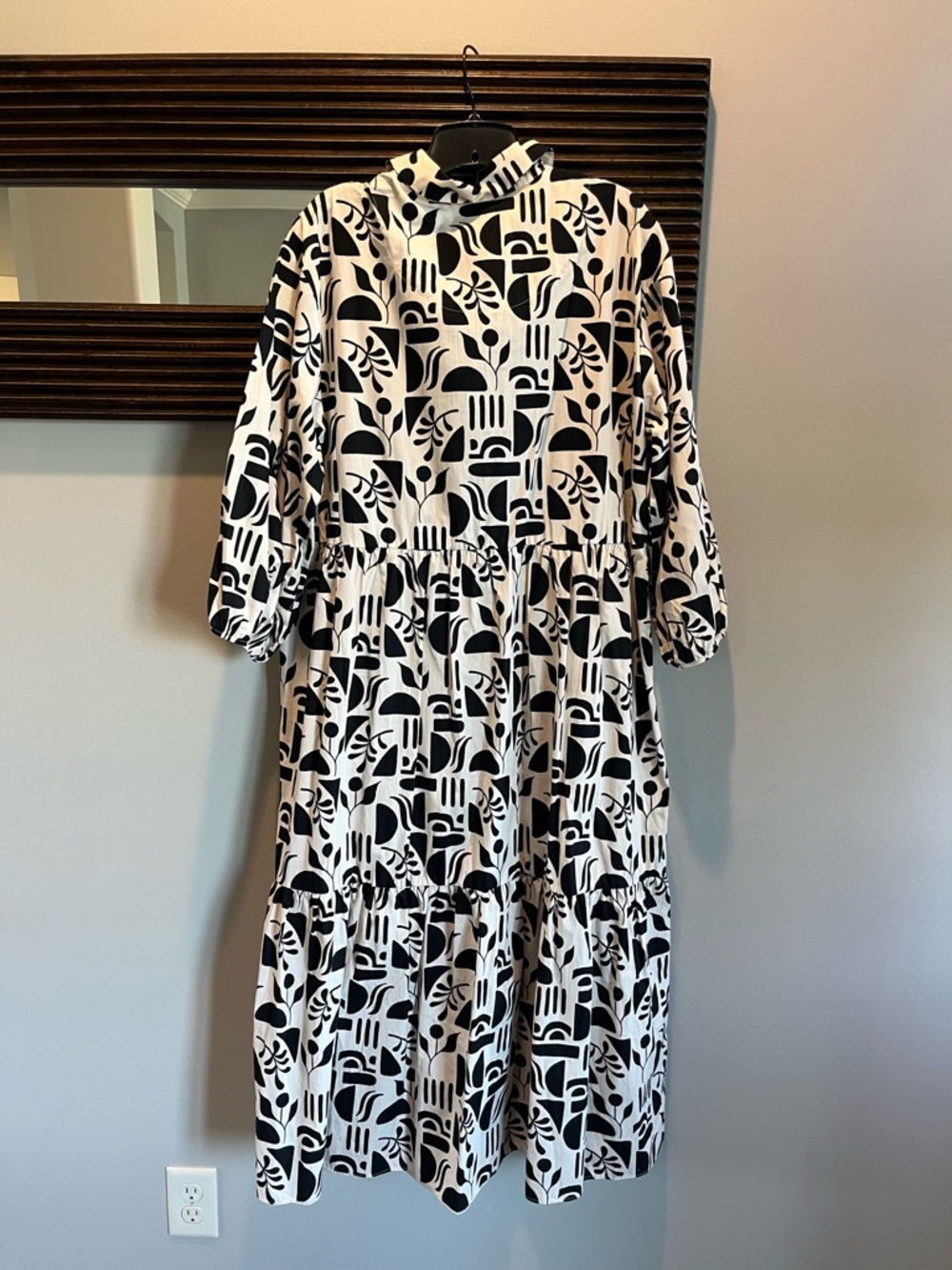 Maeve Anthropologie Bettina Tiered Shirt Dress Black Motif XL New - Picture 12 of 12